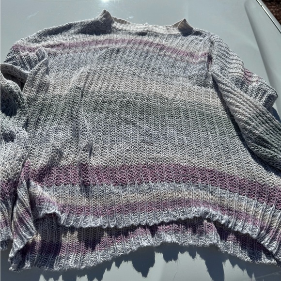 AMERICAN EAGLE striped open knit crewneck sweater. XS. Women - Picture 2 of 3